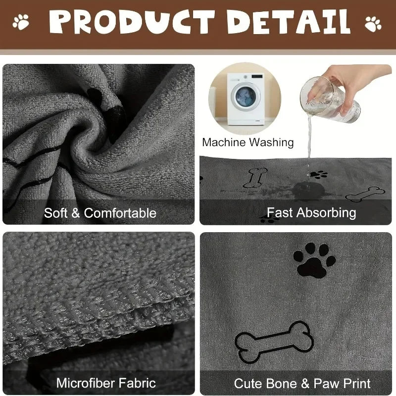 Large Microfiber Pet Bath Towel - Quick-Drying & Absorbent - PetNatureLove