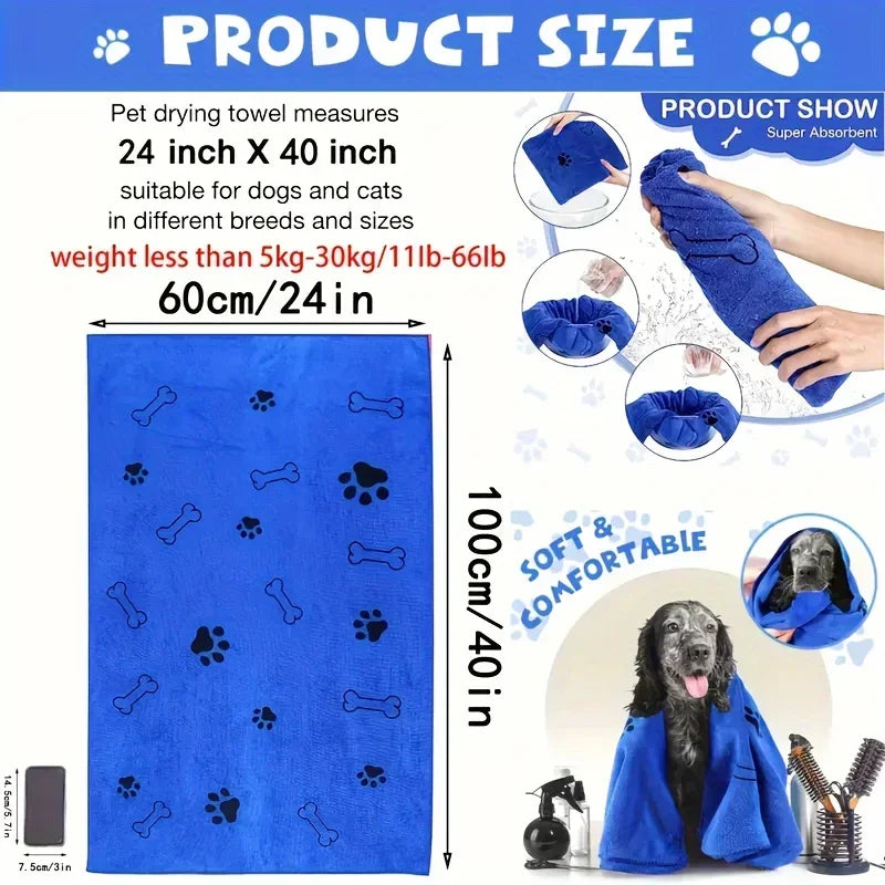 Large Microfiber Pet Bath Towel - Quick-Drying & Absorbent - PetNatureLove