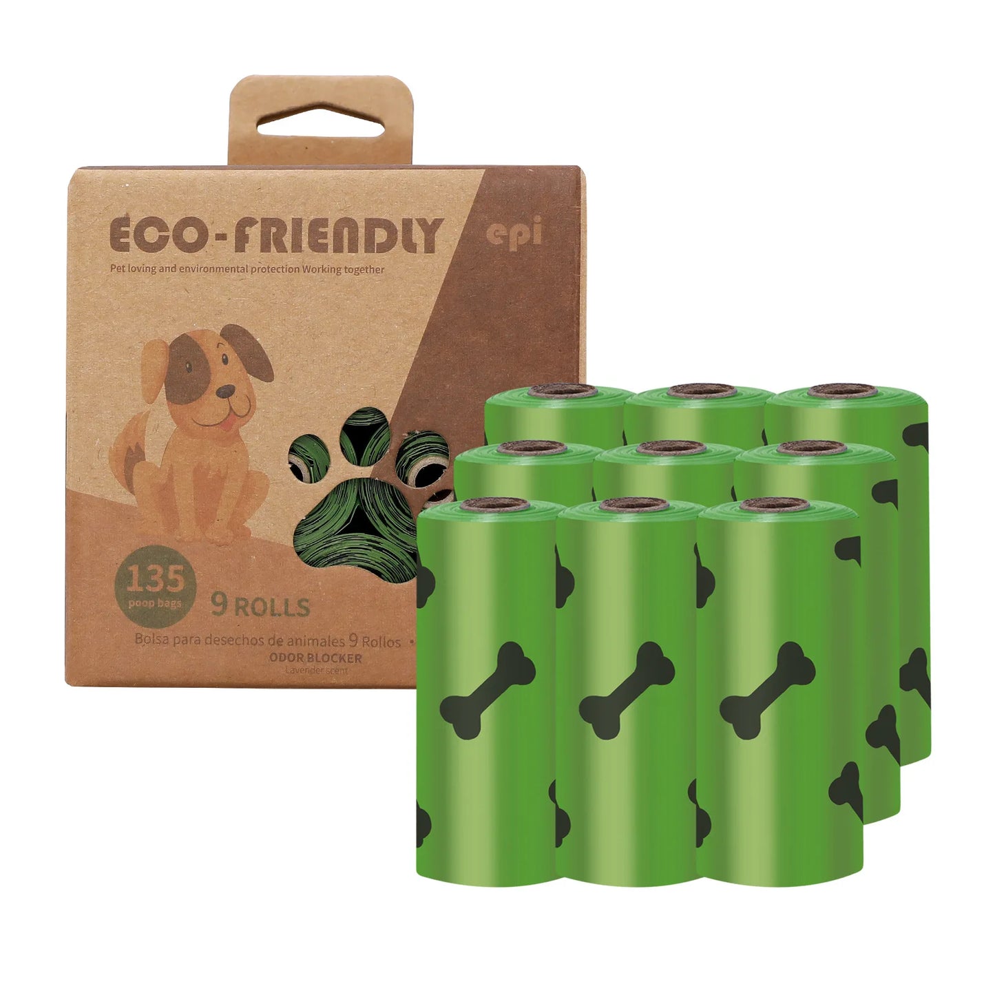 EPI Biodegradable Dog Poop Bags with Dispenser - PetNatureLove