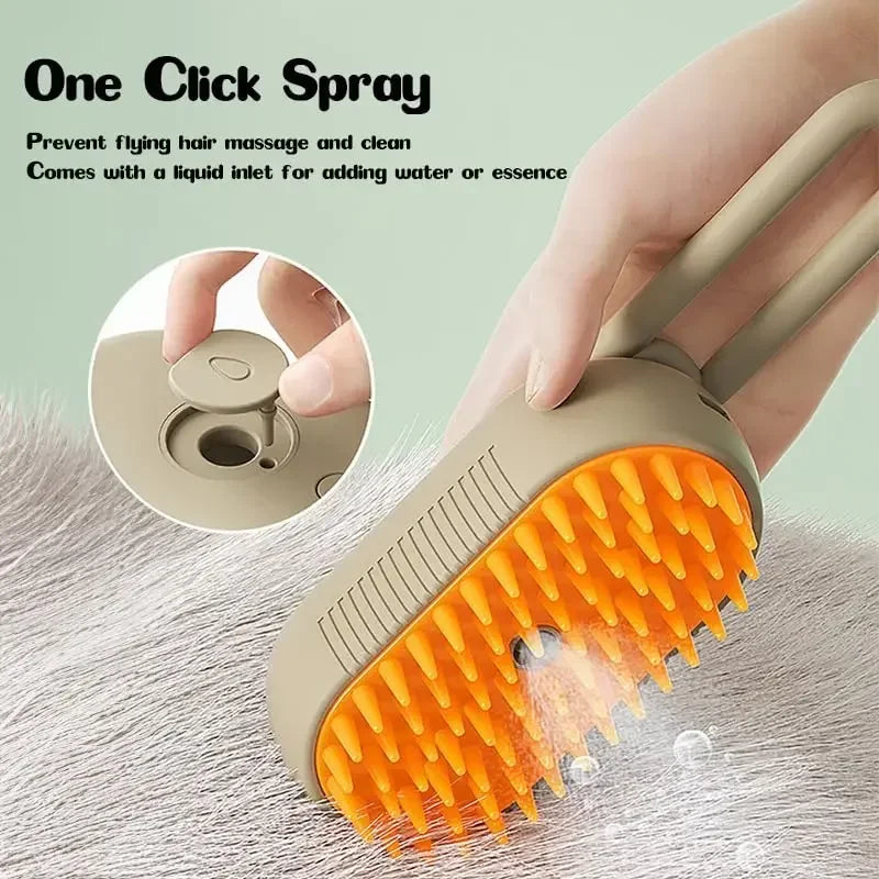 3-in-1 Electric Spray Dog Brush for Grooming and Massaging - PetNatureLove