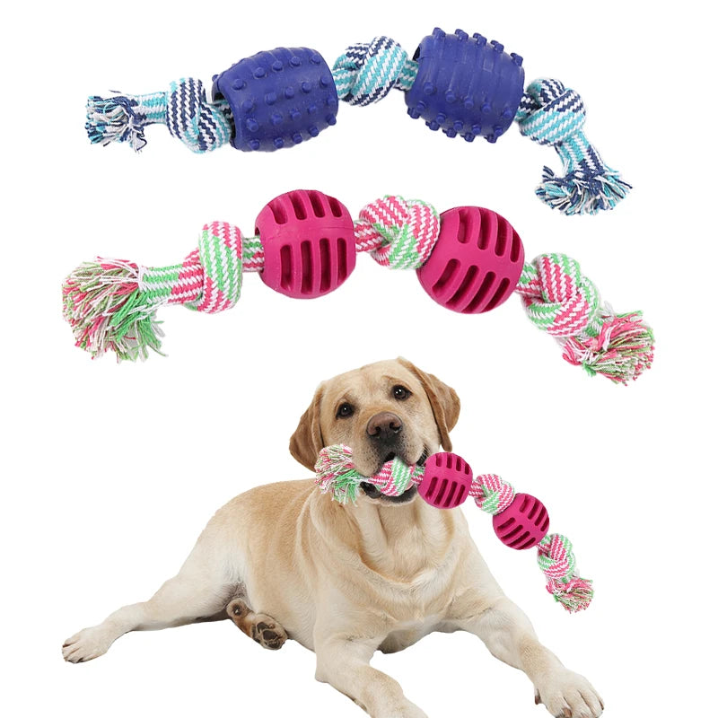 Double Knot Cotton Rope Ball Dog Toy for Teeth Cleaning - PetNatureLove