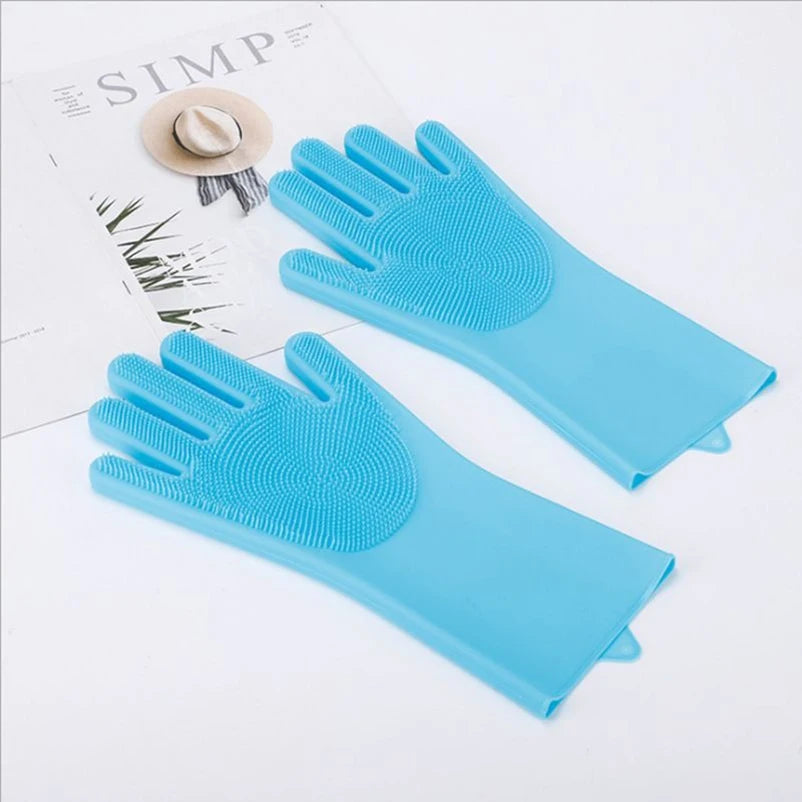 Pet Cat Bath Gloves - Anti-Scratch & Anti-Bite Silicone Scrub Brush - PetNatureLove