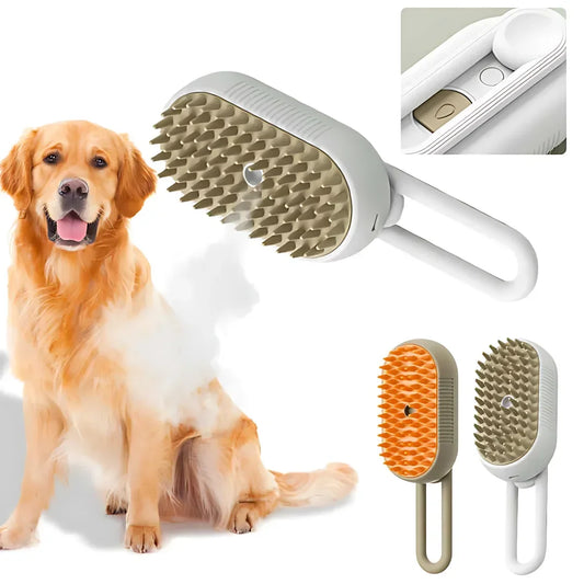 3-in-1 Electric Spray Dog Brush for Grooming and Massaging - PetNatureLove