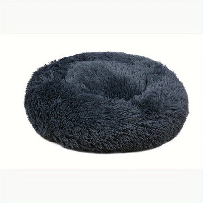 Plush Donut Dog Bed - Soft, Calming Circular Cushion