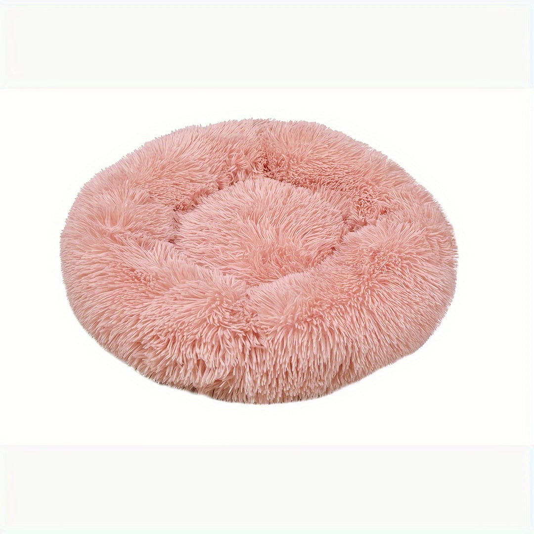 Plush Donut Dog Bed - Soft, Calming Circular Cushion